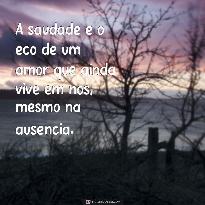 mensagem sobre saudade A saudade é o eco de um amor que ainda vive em nós, mesmo na ausência.