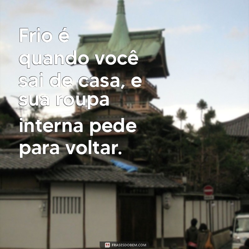 frases engraçadas de frio Frio é quando você sai de casa, e sua roupa interna pede para voltar.