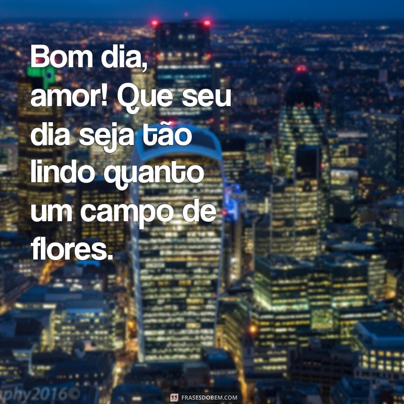 flores bom dia amor Bom dia, amor! Que seu dia seja tão lindo quanto um campo de flores.