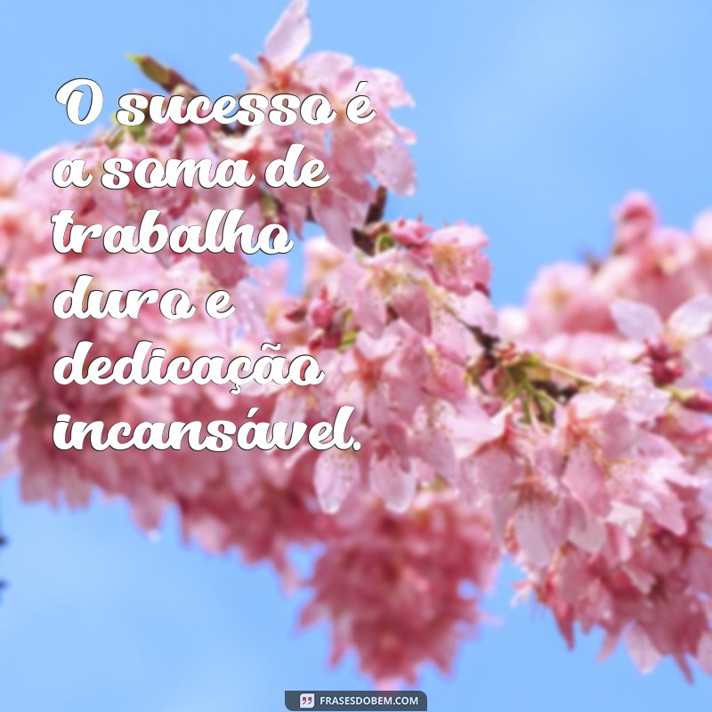 trabalho e dedicação O sucesso é a soma de trabalho duro e dedicação incansável.