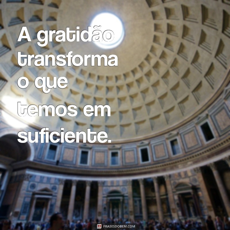 mensagem de lição de moral A gratidão transforma o que temos em suficiente.