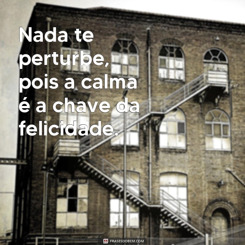 frases nada te perturbe Nada te perturbe, pois a calma é a chave da felicidade.