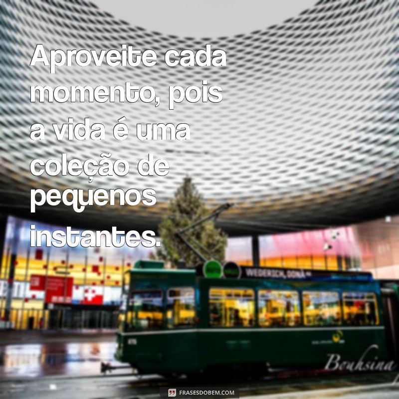 aproveite a vida frases Aproveite cada momento, pois a vida é uma coleção de pequenos instantes.