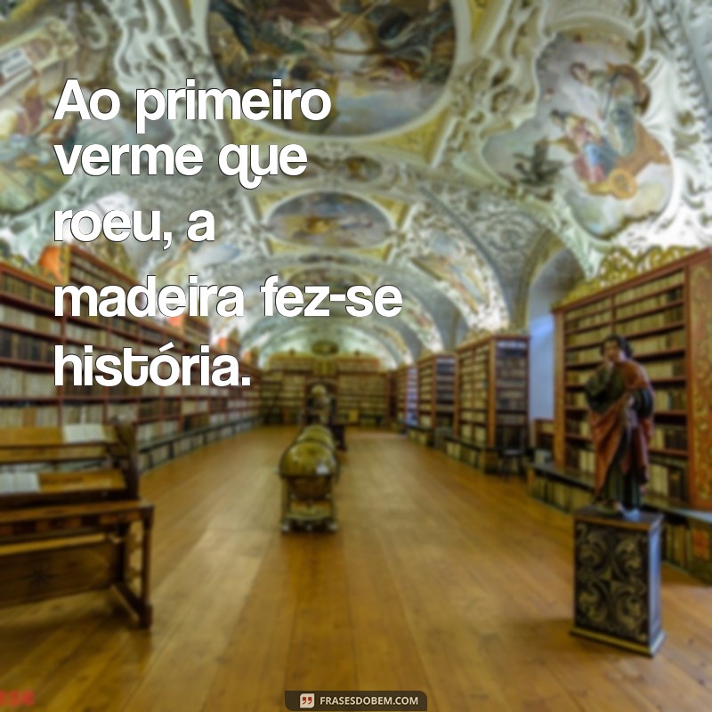 ao primeiro verme que roeu Ao primeiro verme que roeu, a madeira fez-se história.