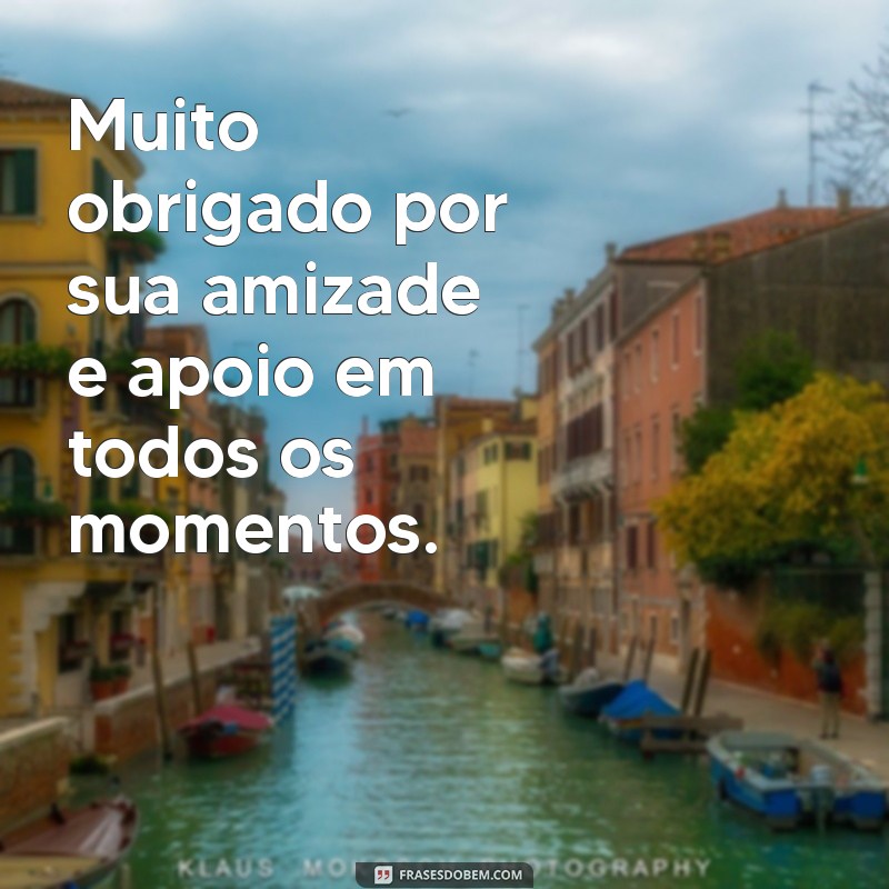 frases palavras de agradecimento Muito obrigado por sua amizade e apoio em todos os momentos.