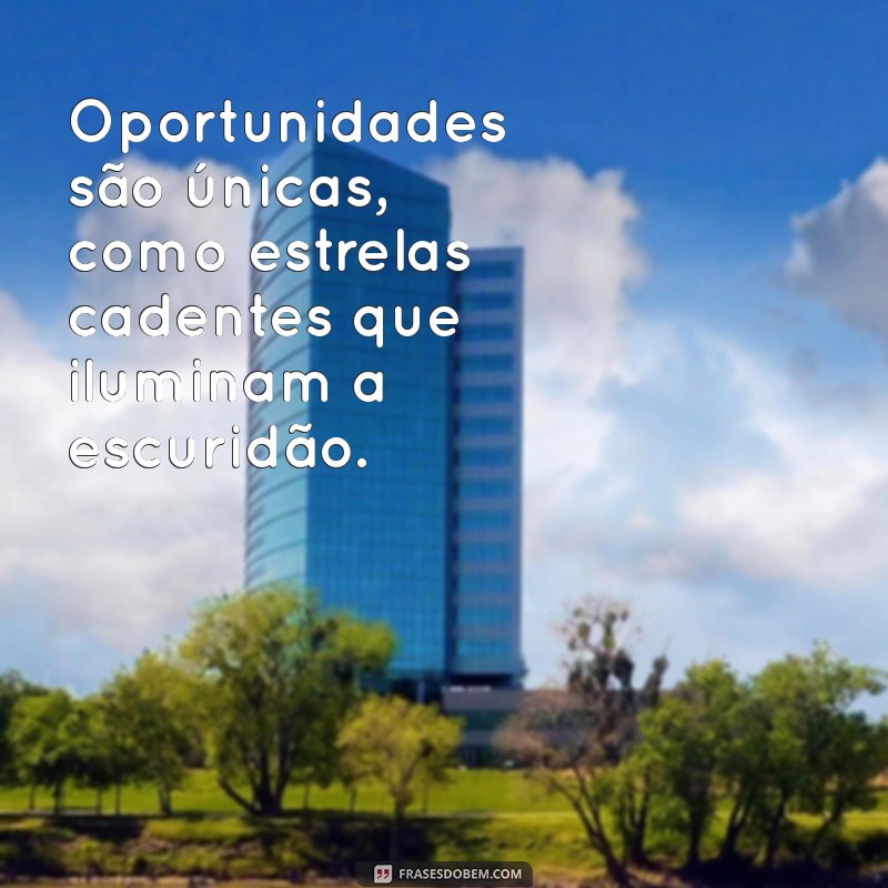 oportunidades sao unicas Oportunidades são únicas, como estrelas cadentes que iluminam a escuridão.