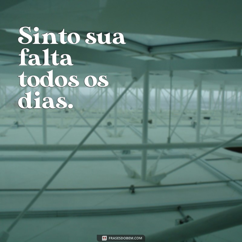 frases pequenas de saudades Sinto sua falta todos os dias.