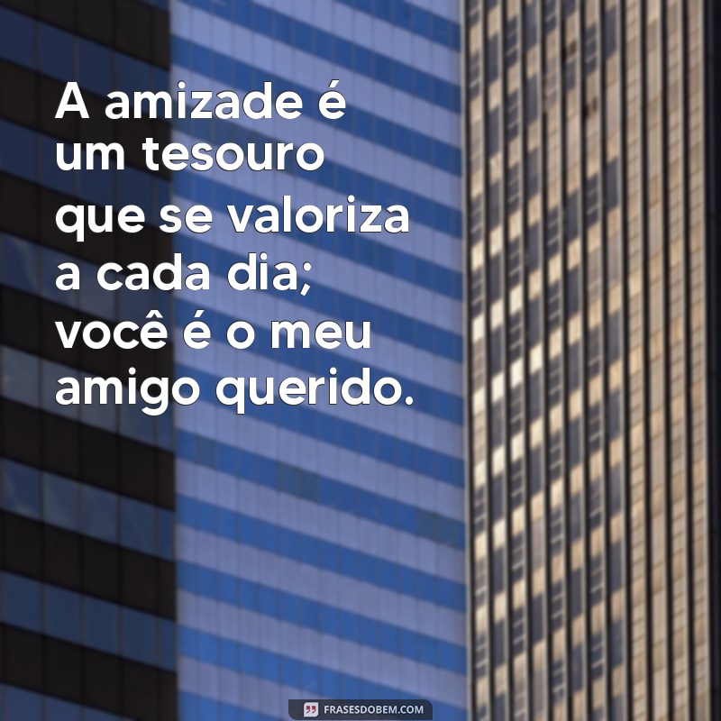 amigo querido frases A amizade é um tesouro que se valoriza a cada dia; você é o meu amigo querido.