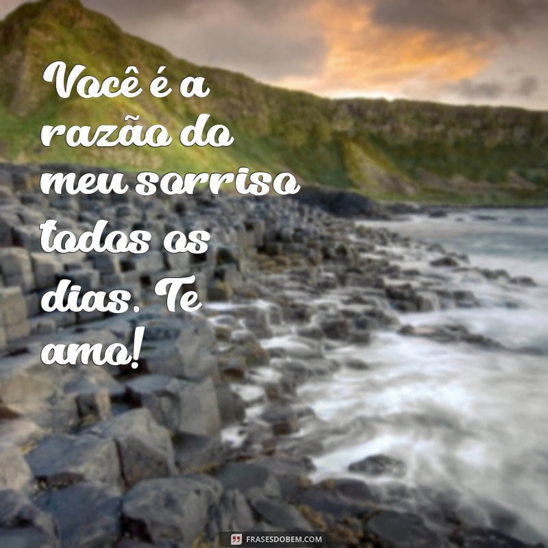 mensagens para o namorado Você é a razão do meu sorriso todos os dias. Te amo!