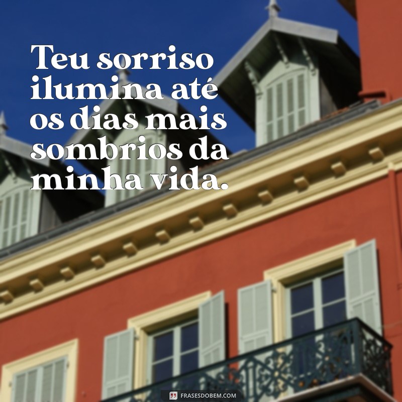 frases pro meu amor Teu sorriso ilumina até os dias mais sombrios da minha vida.