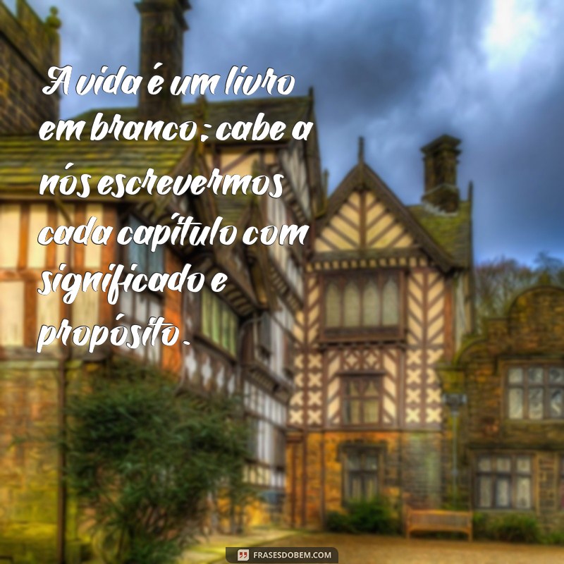 reflexão sobre o sentido da vida A vida é um livro em branco; cabe a nós escrevermos cada capítulo com significado e propósito.