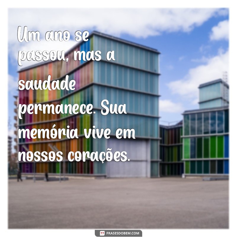 mensagens de um ano de falecimento Um ano se passou, mas a saudade permanece. Sua memória vive em nossos corações.