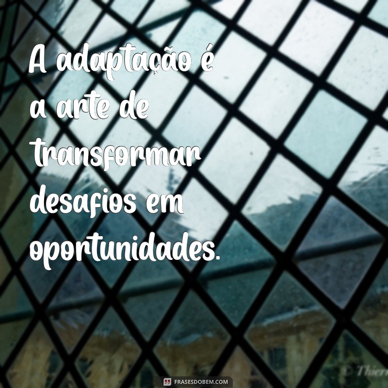 frases sobre adaptação A adaptação é a arte de transformar desafios em oportunidades.