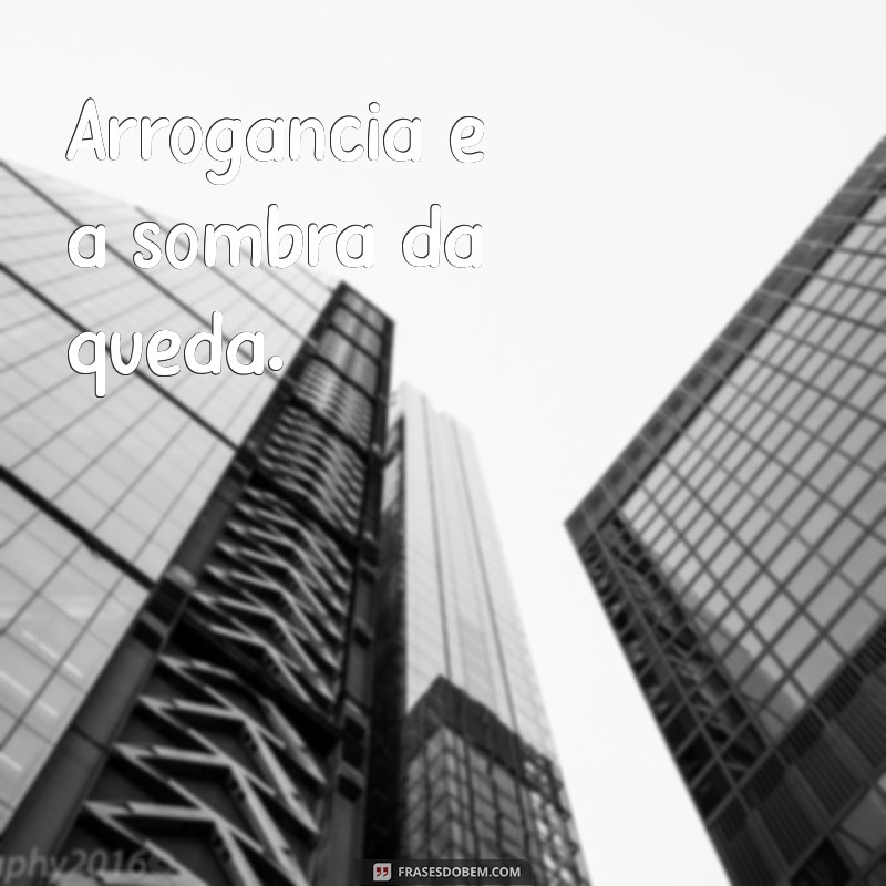 arrogância precede a queda Arrogância é a sombra da queda.