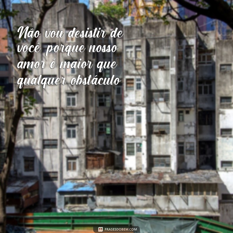 frases nao vou desistir de você Não vou desistir de você, porque nosso amor é maior que qualquer obstáculo.