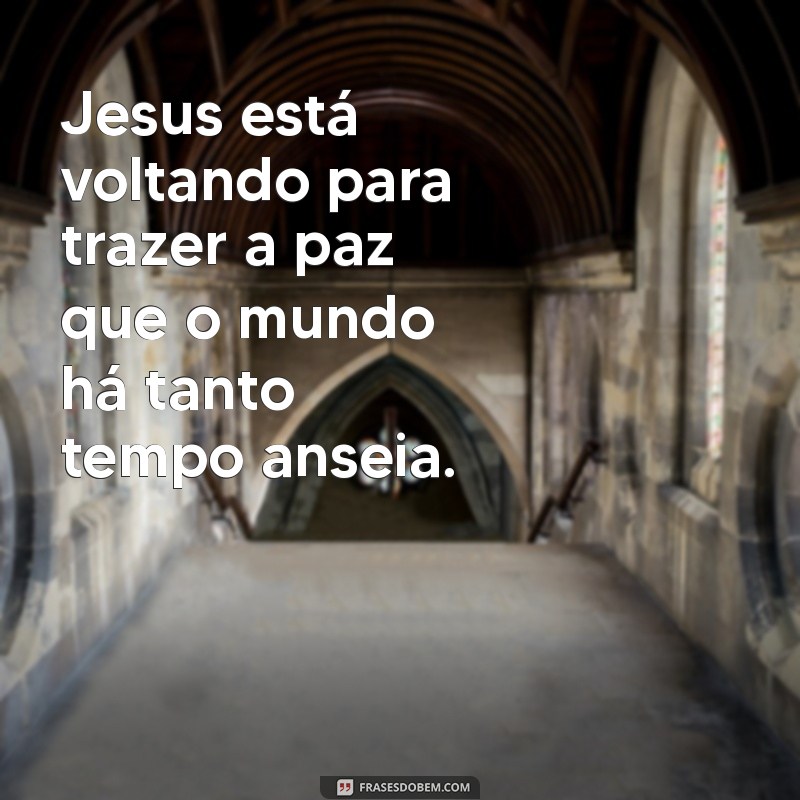 frases jesus está voltando Jesus está voltando para trazer a paz que o mundo há tanto tempo anseia.