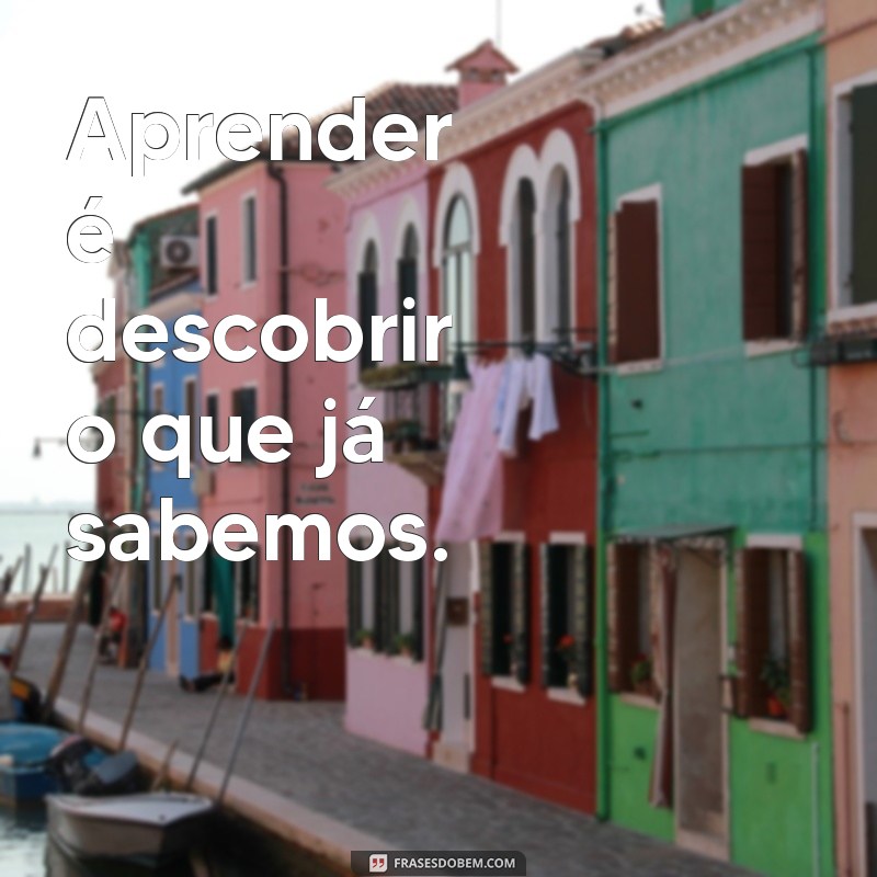 frases de aprendizagem da vida Aprender é descobrir o que já sabemos.