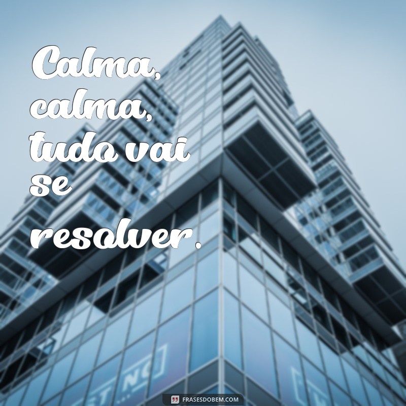 calma calma Calma, calma, tudo vai se resolver.