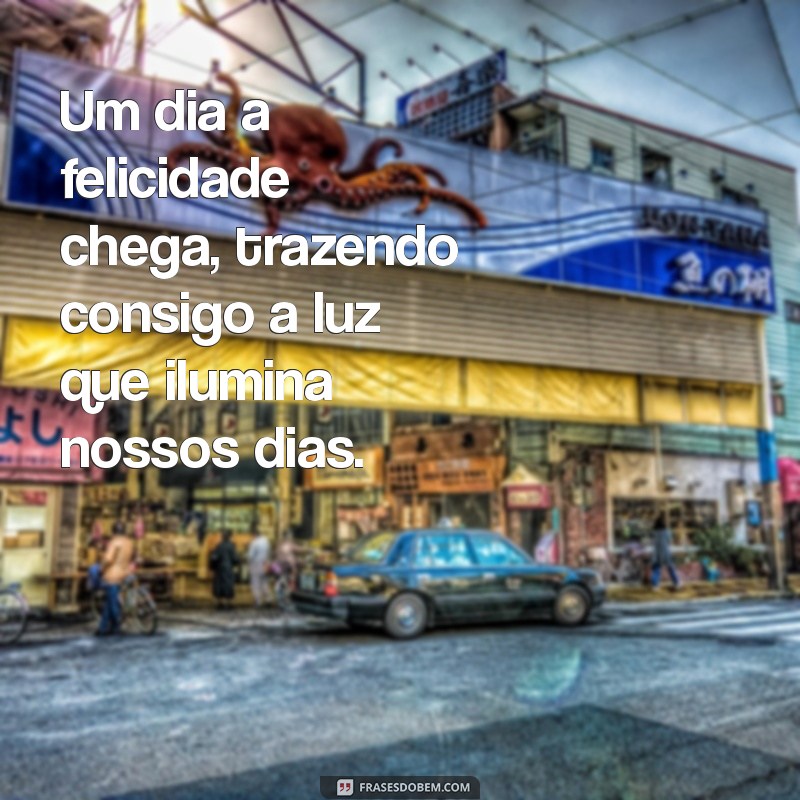 um dia a felicidade chega Um dia a felicidade chega, trazendo consigo a luz que ilumina nossos dias.