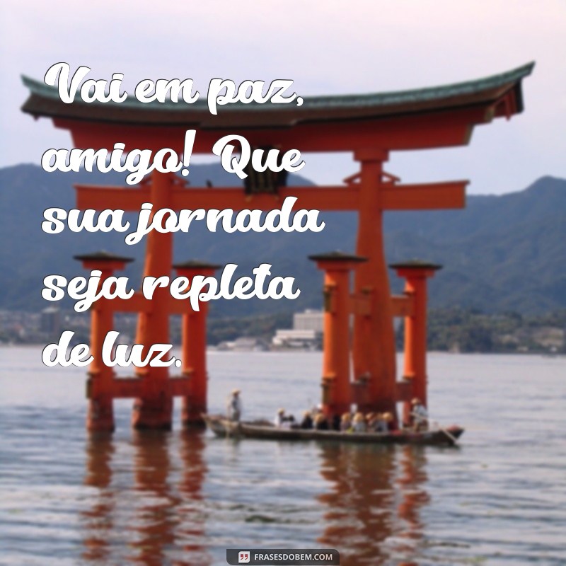 vai em paz amigo Vai em paz, amigo! Que sua jornada seja repleta de luz.