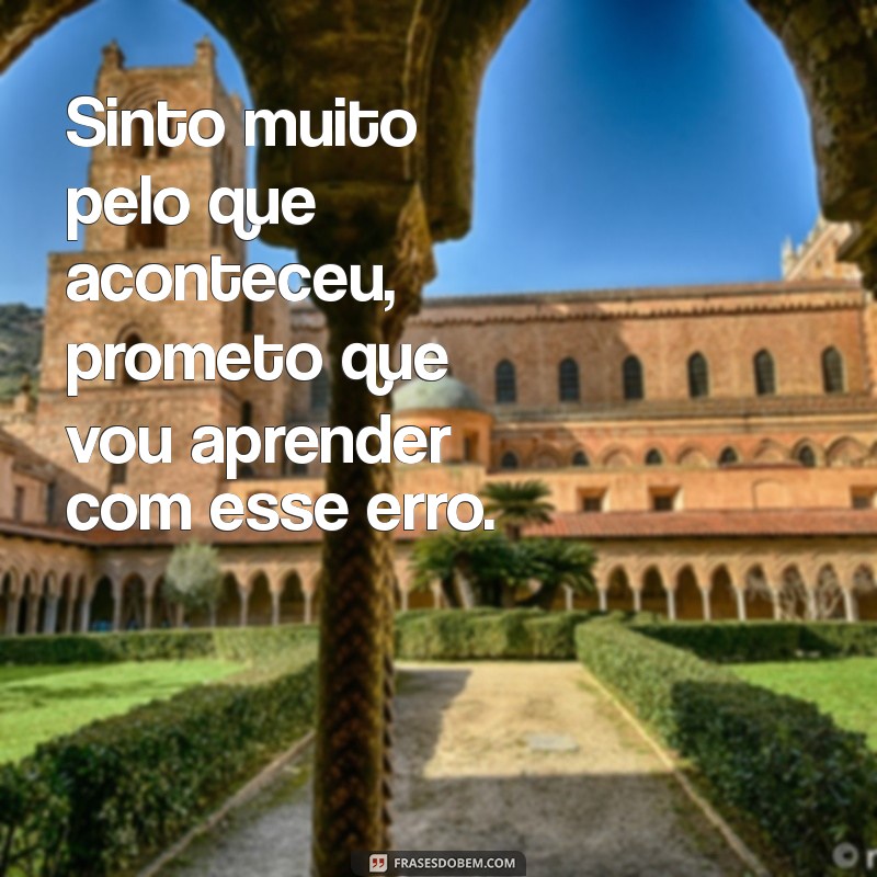 frases com pedido de desculpa Sinto muito pelo que aconteceu, prometo que vou aprender com esse erro.