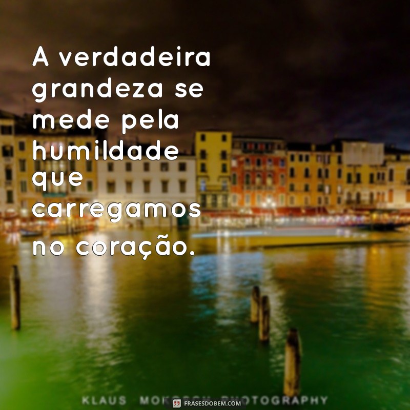 humildade A verdadeira grandeza se mede pela humildade que carregamos no coração.