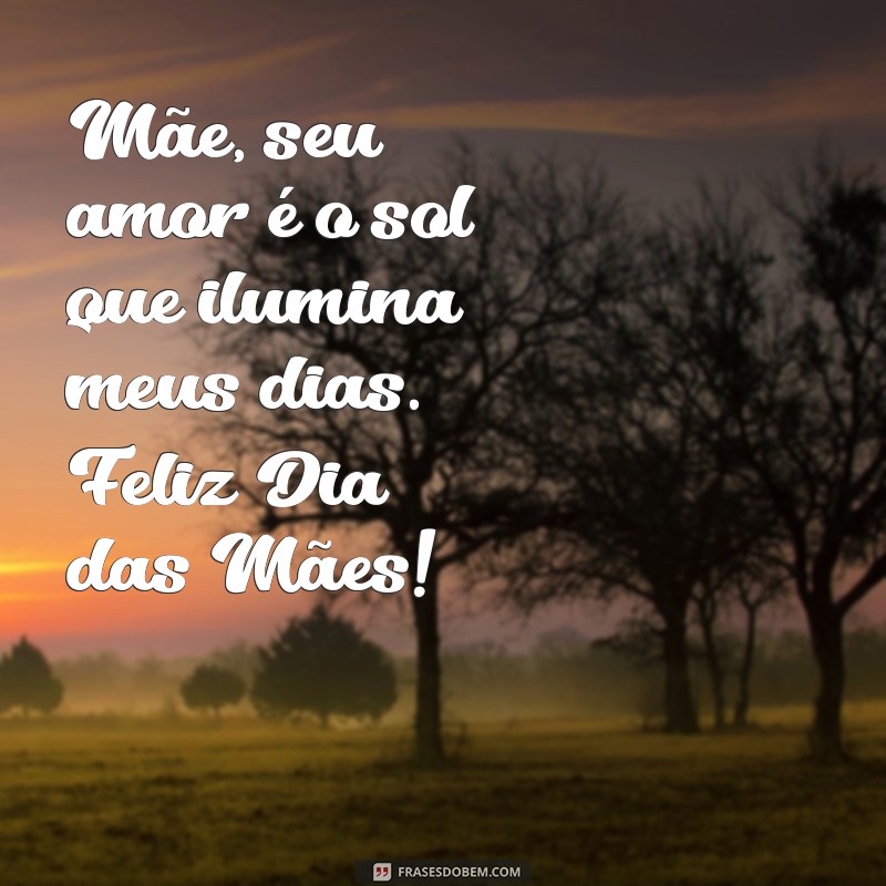 msg para o dia das maes Mãe, seu amor é o sol que ilumina meus dias. Feliz Dia das Mães!