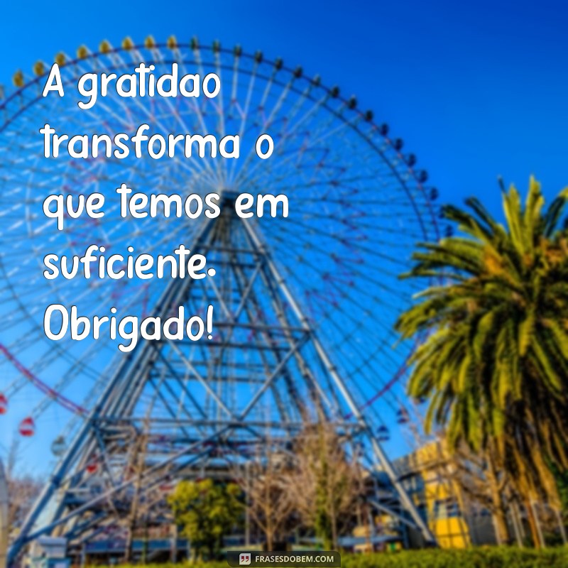 mensagem pequena de agradecimento A gratidão transforma o que temos em suficiente. Obrigado!