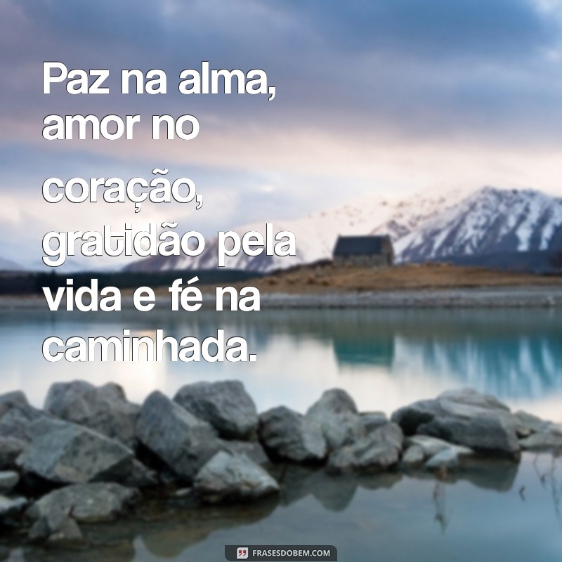 paz na alma amor no coração gratidão pela vida e fé na caminhada Paz na alma, amor no coração, gratidão pela vida e fé na caminhada.