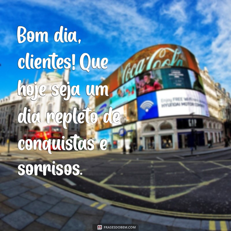 bom dia clientes frases Bom dia, clientes! Que hoje seja um dia repleto de conquistas e sorrisos.