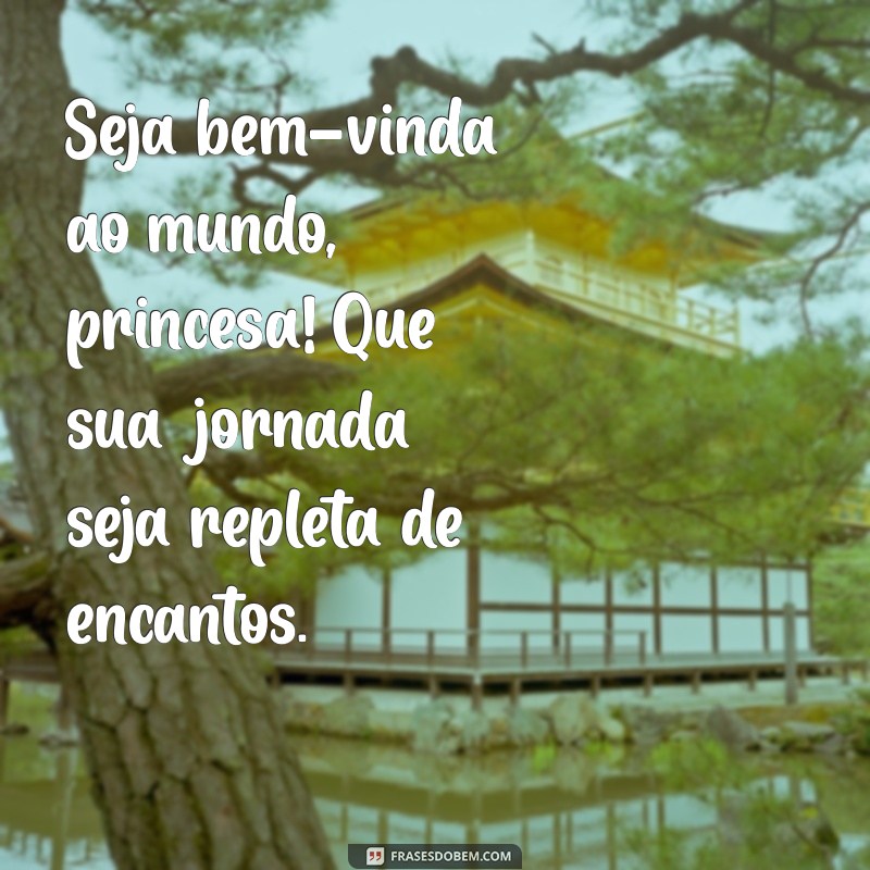 seja bem vinda ao mundo princesa Seja bem-vinda ao mundo, princesa! Que sua jornada seja repleta de encantos.