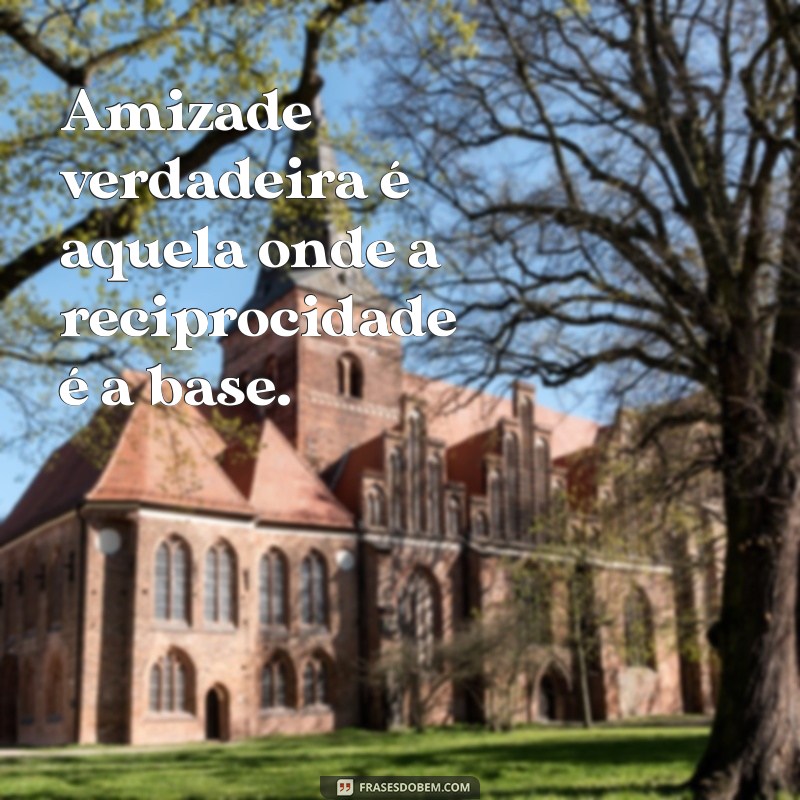 amizade tem que ser recíproca Amizade verdadeira é aquela onde a reciprocidade é a base.