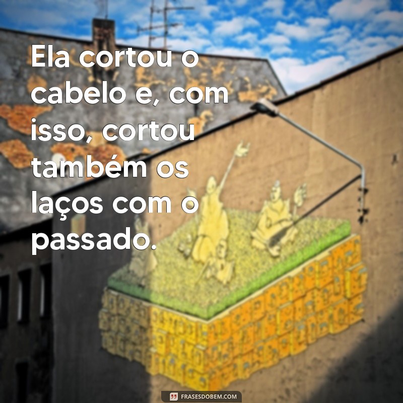 ela cortou o cabelo frases Ela cortou o cabelo e, com isso, cortou também os laços com o passado.