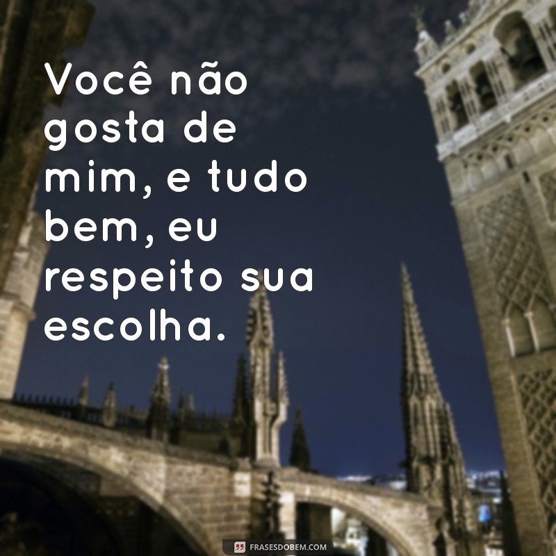 vc nao gosta de mim Você não gosta de mim, e tudo bem, eu respeito sua escolha.