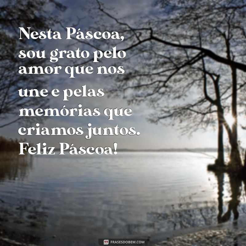 mensagem de agradecimento de pascoa Nesta Páscoa, sou grato pelo amor que nos une e pelas memórias que criamos juntos. Feliz Páscoa!