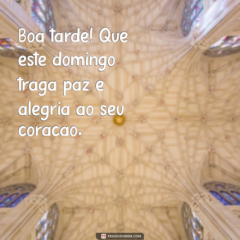 mensagem boa tarde de domingo Boa tarde! Que este domingo traga paz e alegria ao seu coração.