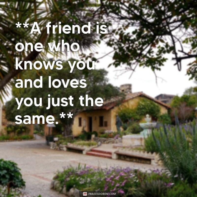 frases de amizade em inglês com tradução em português **A friend is one who knows you and loves you just the same.**