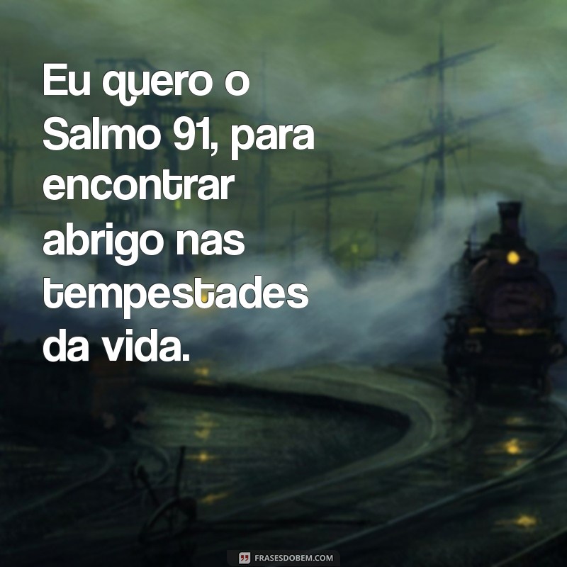 eu quero o salmo 91 Eu quero o Salmo 91, para encontrar abrigo nas tempestades da vida.