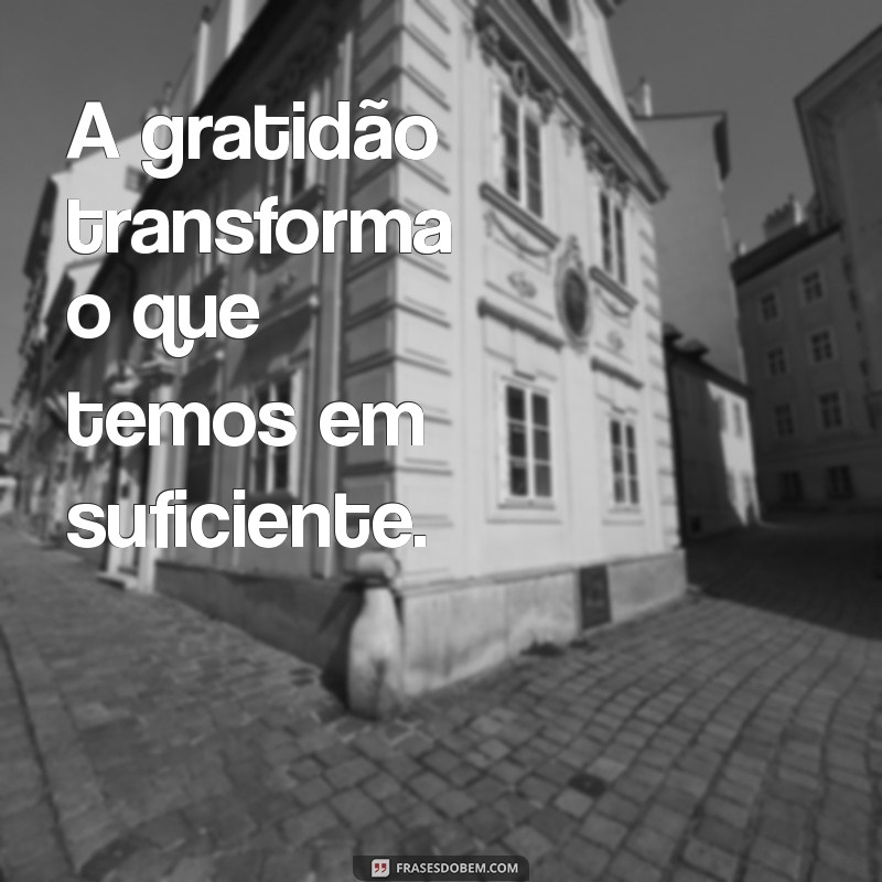 mensagen de gratidao A gratidão transforma o que temos em suficiente.