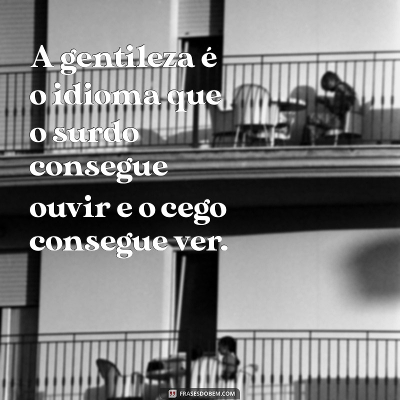 mensagem de reflexão sobre gentileza A gentileza é o idioma que o surdo consegue ouvir e o cego consegue ver.