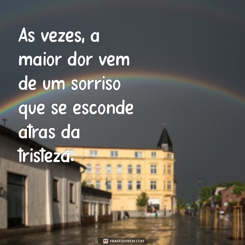 frases tristes para copiar Às vezes, a maior dor vem de um sorriso que se esconde atrás da tristeza.