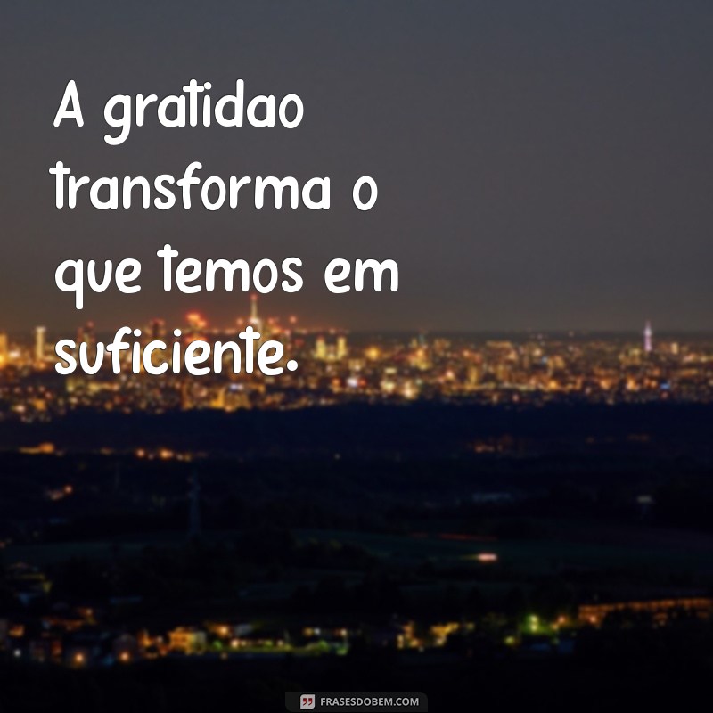 frases coisas boas A gratidão transforma o que temos em suficiente.