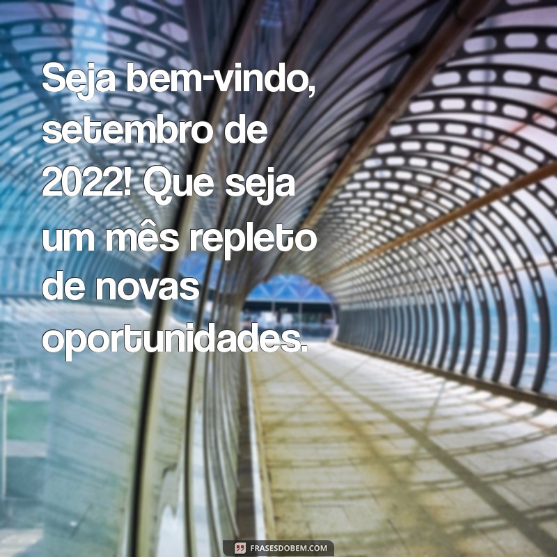 seja bem vindo setembro 2022 Seja bem-vindo, setembro de 2022! Que seja um mês repleto de novas oportunidades.