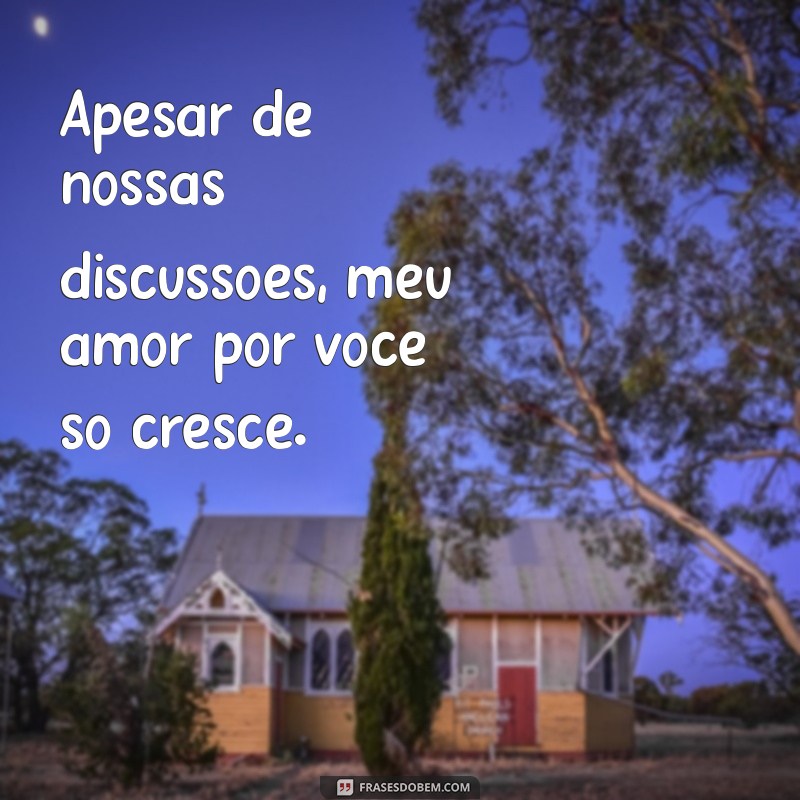 apesar das nossas discussões eu te amo Apesar de nossas discussões, meu amor por você só cresce.