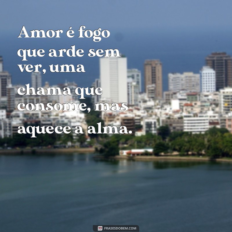 amor é fogo que arde sem ver Amor é fogo que arde sem ver, uma chama que consome, mas aquece a alma.