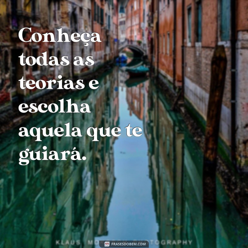 frases conheça todas as teorias Conheça todas as teorias e escolha aquela que te guiará.