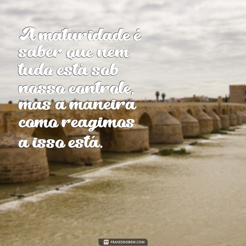 mensagem de maturidade na vida A maturidade é saber que nem tudo está sob nosso controle, mas a maneira como reagimos a isso está.