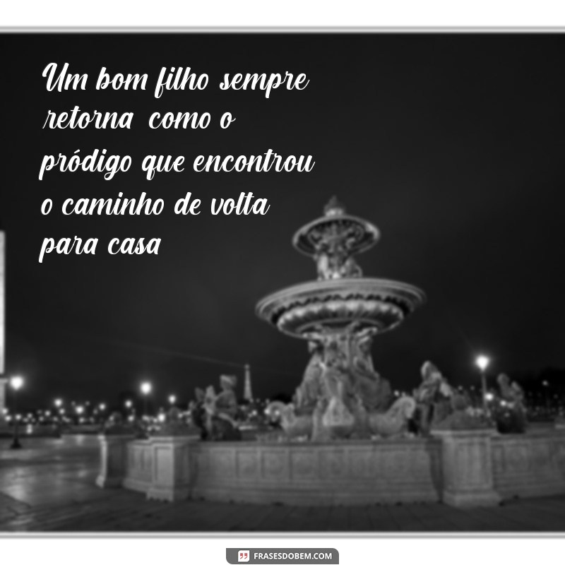 um bom filho sempre retorna bíblia Um bom filho sempre retorna, como o pródigo que encontrou o caminho de volta para casa.