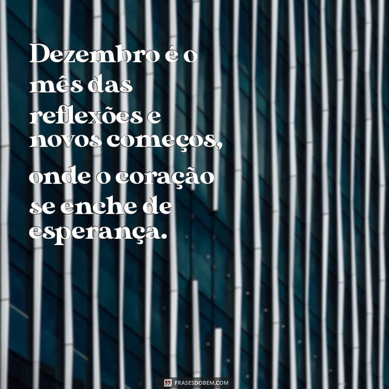 mensagem sobre dezembro Dezembro é o mês das reflexões e novos começos, onde o coração se enche de esperança.