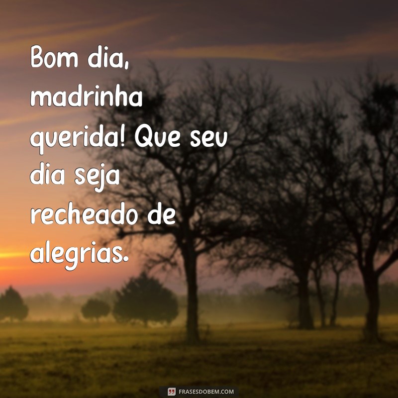 bom dia madrinha querida Bom dia, madrinha querida! Que seu dia seja recheado de alegrias.